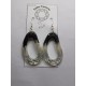 black white silver leaf abstract earings full loop