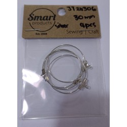 circular earing finding - silver 30mm 4pcs