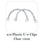 Bag handles - plastic U w clips clear 13 cm