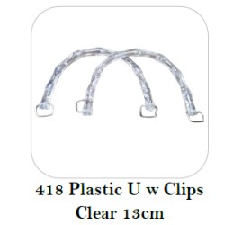 Bag handles - plastic U w clips clear 13 cm