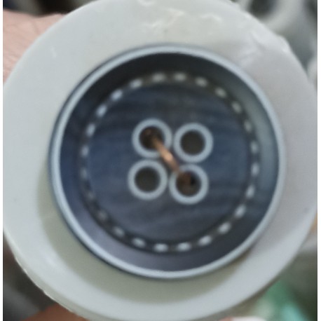 Embroidered look button - navy