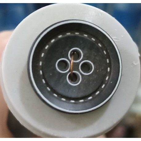 Embroidered look button - black