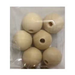 Natural wood beads - 25mm 6pcs