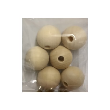 Natural wood beads - 25mm 6pcs