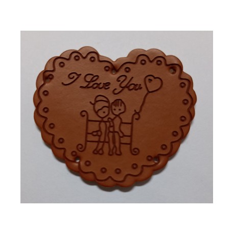 Tin213H - PU leather tag - heart