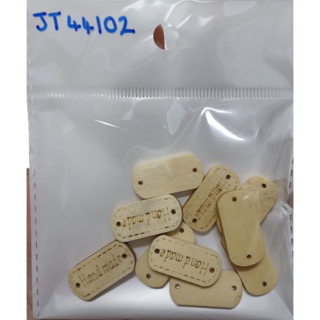 square label 'handmade' buttons - 10 pcs